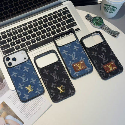 Louis Vuitton-inspired monogram iPhone 17 case with contrast camera surround