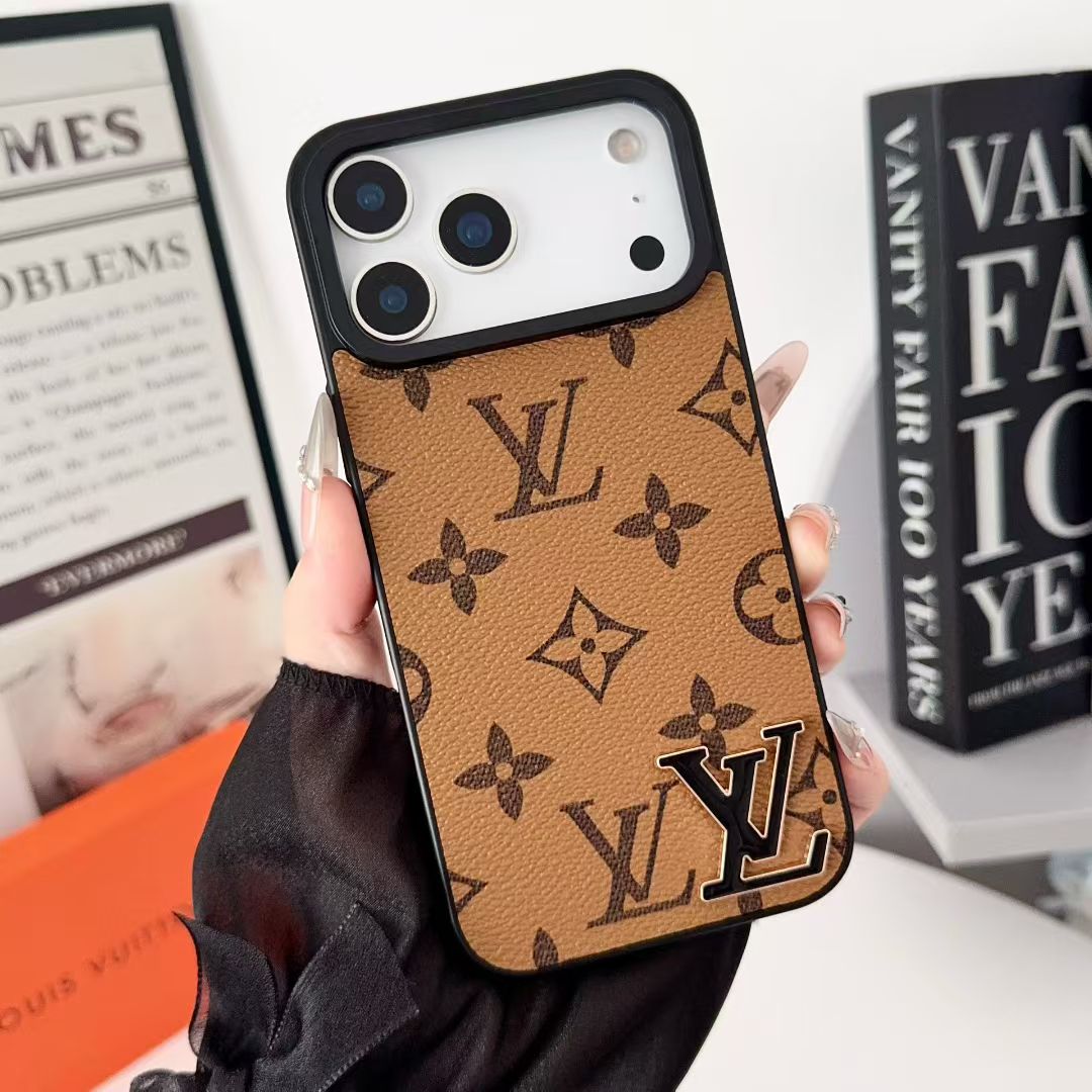 Louis Vuitton-inspired monogram iPhone 17 Pro case with wide camera opening