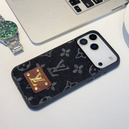 Louis Vuitton-inspired monogram iPhone 17 case with contrast camera surround