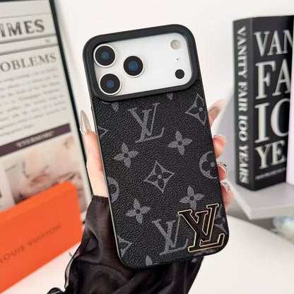 Louis Vuitton-inspired monogram iPhone 17 Pro case with wide camera opening