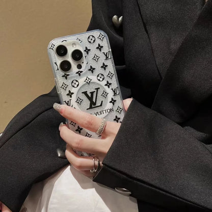Louis Vuitton-inspired high-contrast monogram iPhone 17 case
