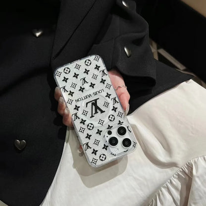 Louis Vuitton-inspired high-contrast monogram iPhone 17 case