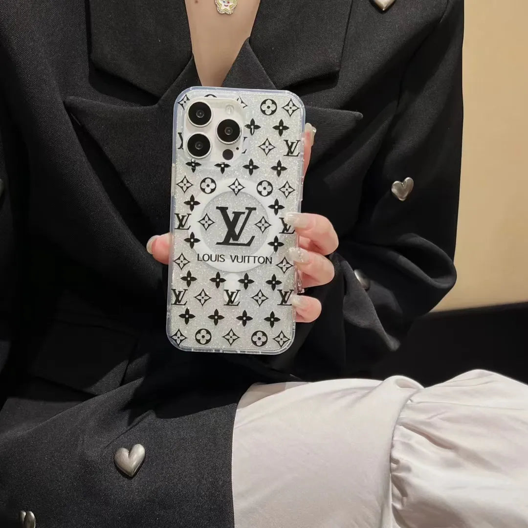 Louis Vuitton-inspired high-contrast monogram iPhone 17 case