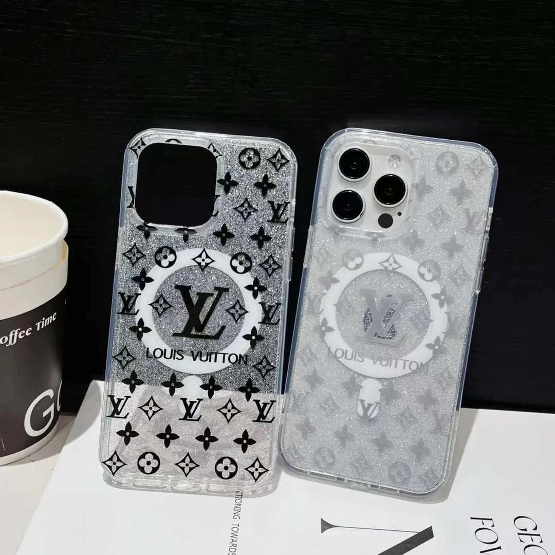 Louis Vuitton-inspired high-contrast monogram iPhone 17 case