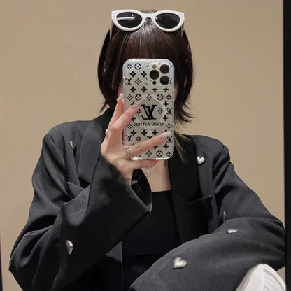 Louis Vuitton-inspired high-contrast monogram iPhone 17 case