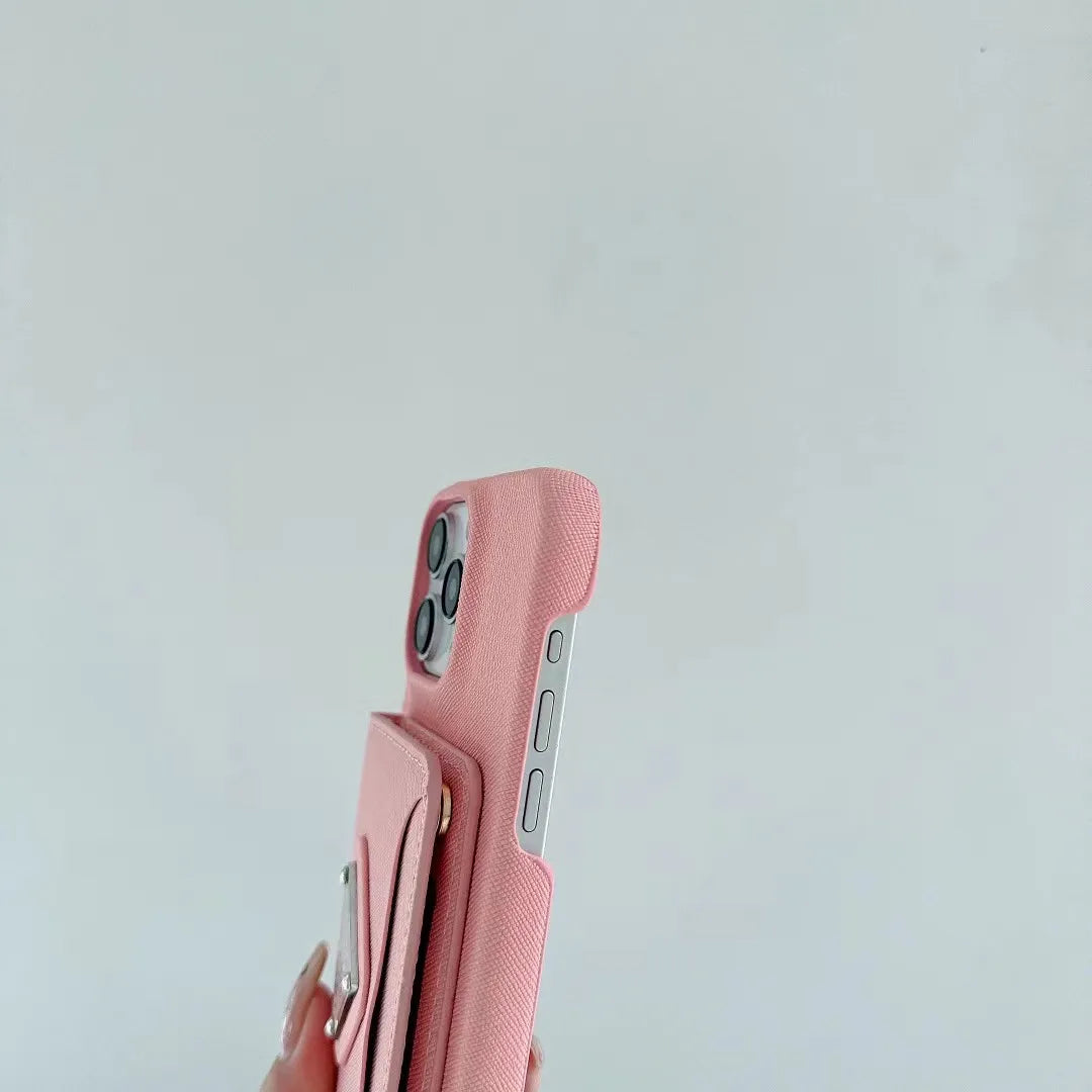 Prada-inspired iPhone 17 Pro Max case with triangle card pocket