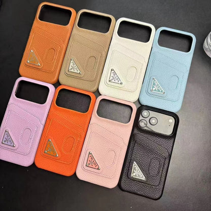 Prada-inspired pastel iPhone 17 Pro case with triangle detail