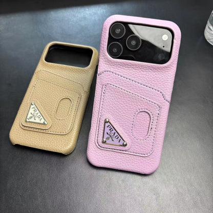 Prada-inspired pastel iPhone 17 Pro case with triangle detail