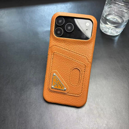 Prada-inspired pastel iPhone 17 Pro case with triangle detail